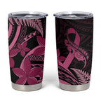 Aotearoa Maori Tumbler Cup Pink Fern Ribbons on Black - Aussie Hoodie