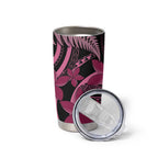 Aotearoa Maori Tumbler Cup Pink Fern Ribbons on Black - Aussie Hoodie