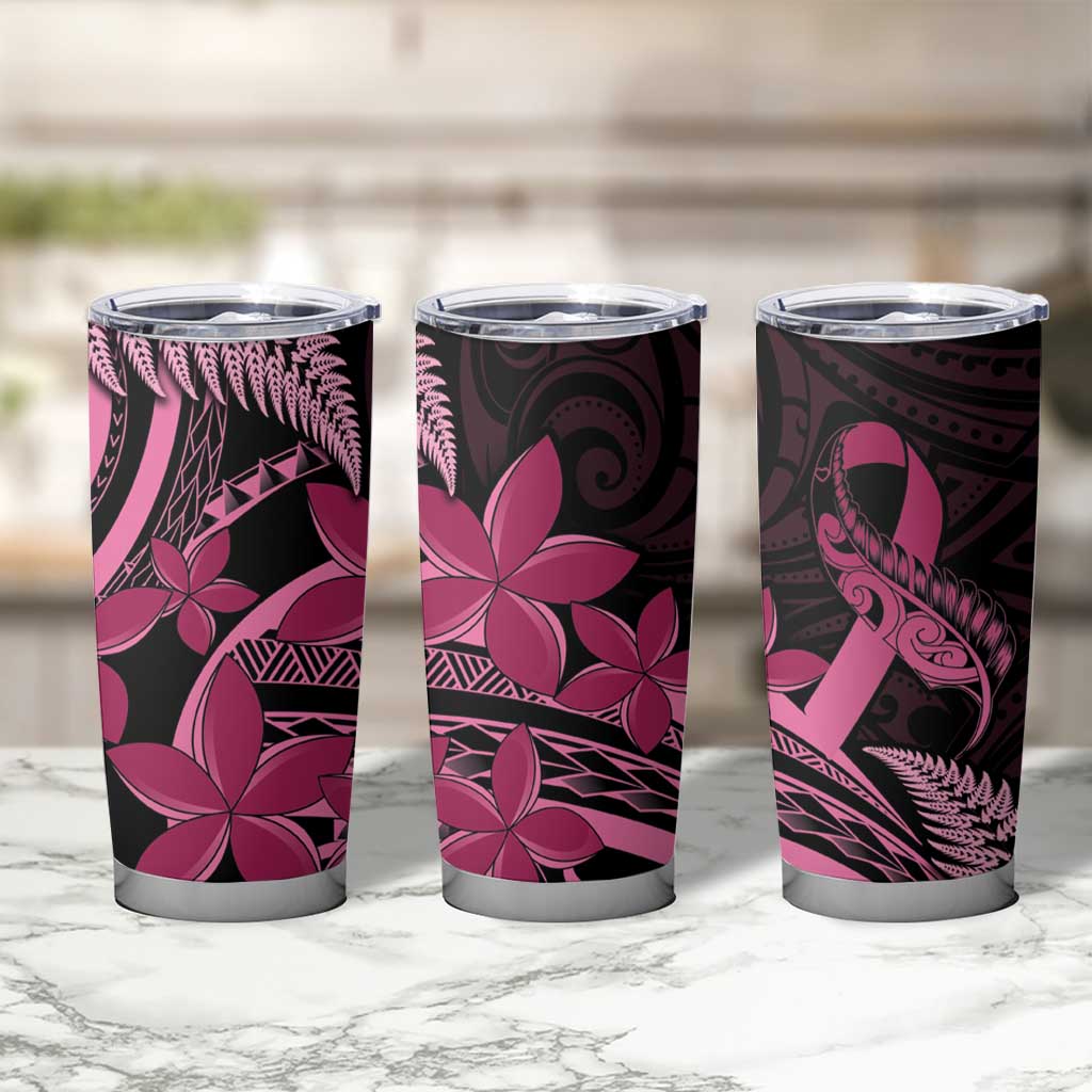 Aotearoa Maori Tumbler Cup Pink Fern Ribbons on Black - Aussie Hoodie