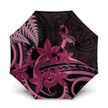 Aotearoa Maori Umbrella Pink Fern Ribbons on Black - Aussie Hoodie