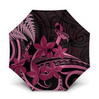 Aotearoa Maori Umbrella Pink Fern Ribbons on Black - Aussie Hoodie