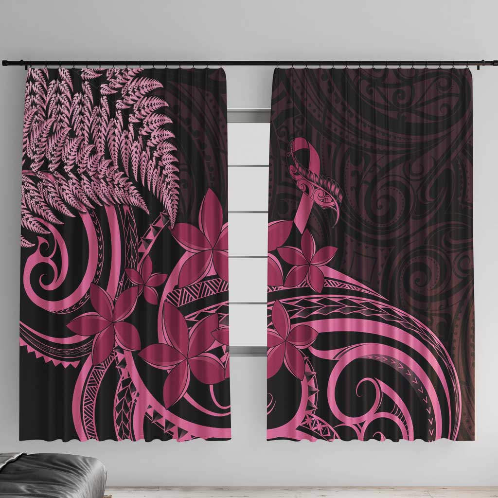 Aotearoa Maori Window Curtain Pink Fern Ribbons on Black - Aussie Hoodie