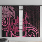 Aotearoa Maori Window Curtain Pink Fern Ribbons on Black - Aussie Hoodie