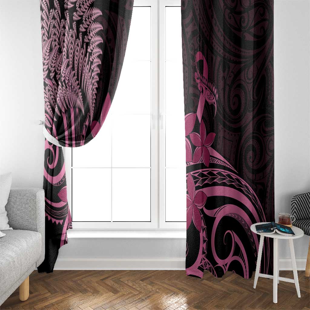 Aotearoa Maori Window Curtain Pink Fern Ribbons on Black - Aussie Hoodie
