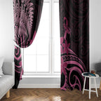Aotearoa Maori Window Curtain Pink Fern Ribbons on Black - Aussie Hoodie