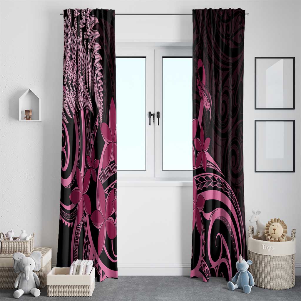 Aotearoa Maori Window Curtain Pink Fern Ribbons on Black - Aussie Hoodie