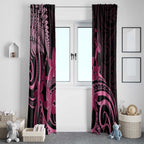 Aotearoa Maori Window Curtain Pink Fern Ribbons on Black - Aussie Hoodie