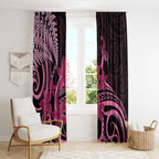 Aotearoa Maori Window Curtain Pink Fern Ribbons on Black - Aussie Hoodie