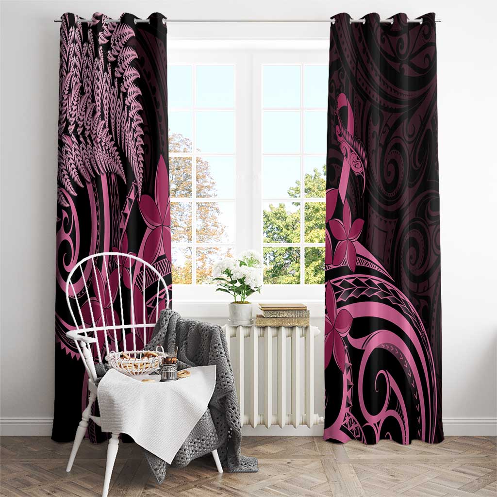 Aotearoa Maori Window Curtain Pink Fern Ribbons on Black - Aussie Hoodie