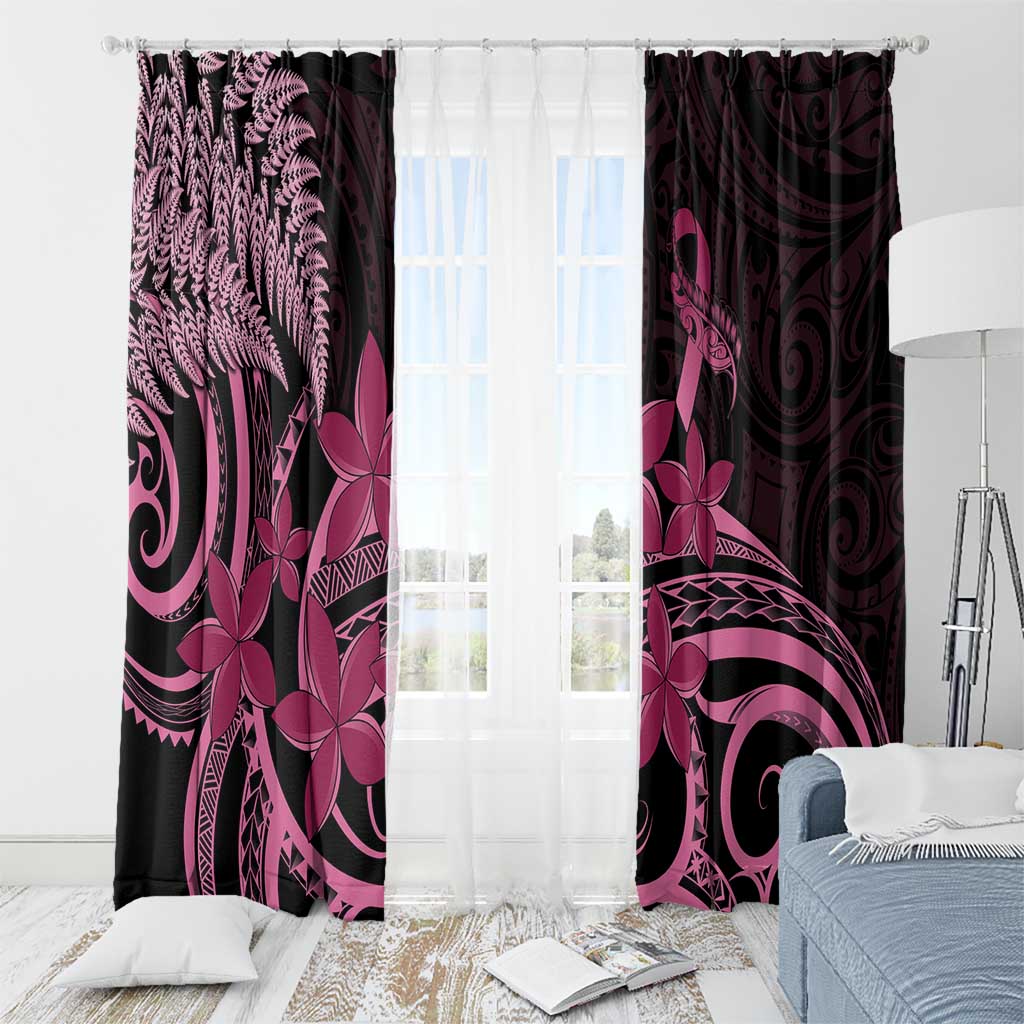 Aotearoa Maori Window Curtain Pink Fern Ribbons on Black - Aussie Hoodie