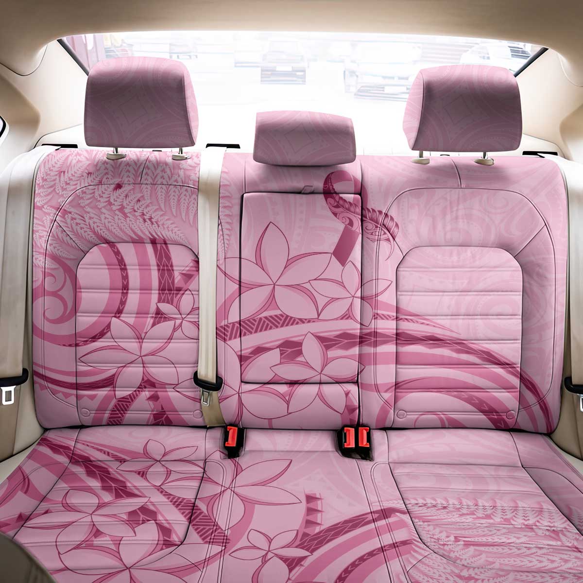 Aotearoa Maori Back Car Seat Cover Pink Fern Ribbons - Aussie Hoodie