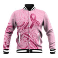 Aotearoa Maori Baseball Jacket Pink Fern Ribbons - Aussie Hoodie
