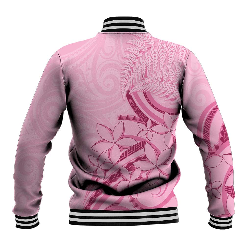 Aotearoa Maori Baseball Jacket Pink Fern Ribbons - Aussie Hoodie