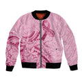 Aotearoa Maori Bomber Jacket Pink Fern Ribbons - Aussie Hoodie