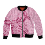 Aotearoa Maori Bomber Jacket Pink Fern Ribbons - Aussie Hoodie