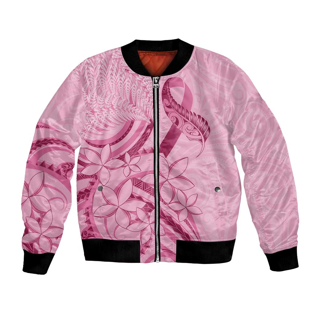 Aotearoa Maori Bomber Jacket Pink Fern Ribbons - Aussie Hoodie