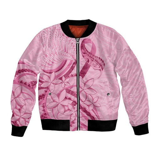 Aotearoa Maori Bomber Jacket Pink Fern Ribbons - Aussie Hoodie