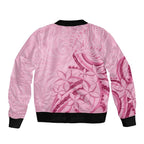 Aotearoa Maori Bomber Jacket Pink Fern Ribbons - Aussie Hoodie