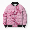 Aotearoa Maori Bomber Puffer Jacket Pink Fern Ribbons - Aussie Hoodie