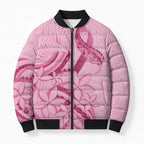 Aotearoa Maori Bomber Puffer Jacket Pink Fern Ribbons - Aussie Hoodie