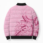 Aotearoa Maori Bomber Puffer Jacket Pink Fern Ribbons - Aussie Hoodie