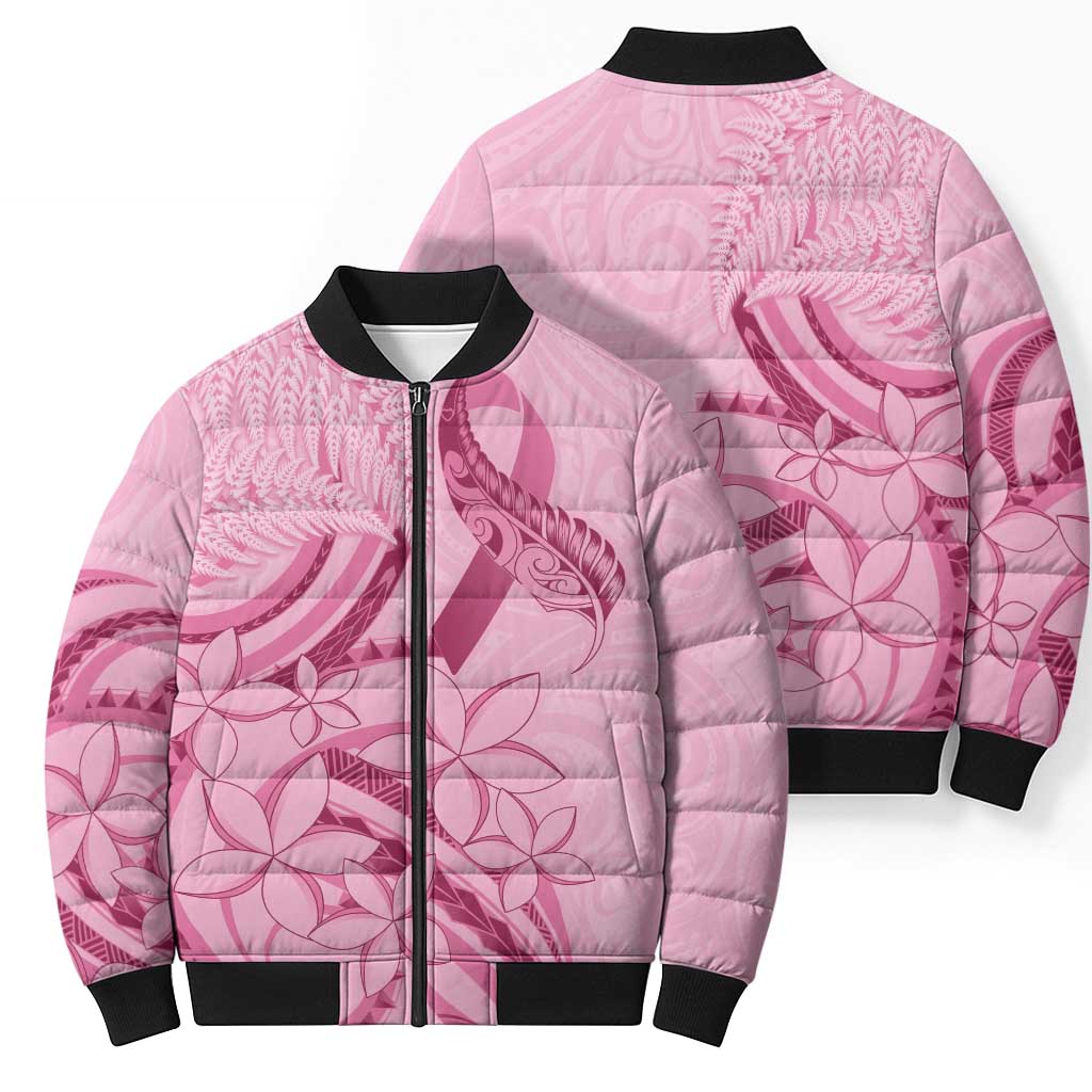 Aotearoa Maori Bomber Puffer Jacket Pink Fern Ribbons - Aussie Hoodie