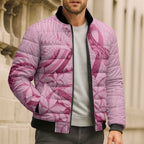 Aotearoa Maori Bomber Puffer Jacket Pink Fern Ribbons - Aussie Hoodie