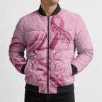 Aotearoa Maori Bomber Puffer Jacket Pink Fern Ribbons - Aussie Hoodie