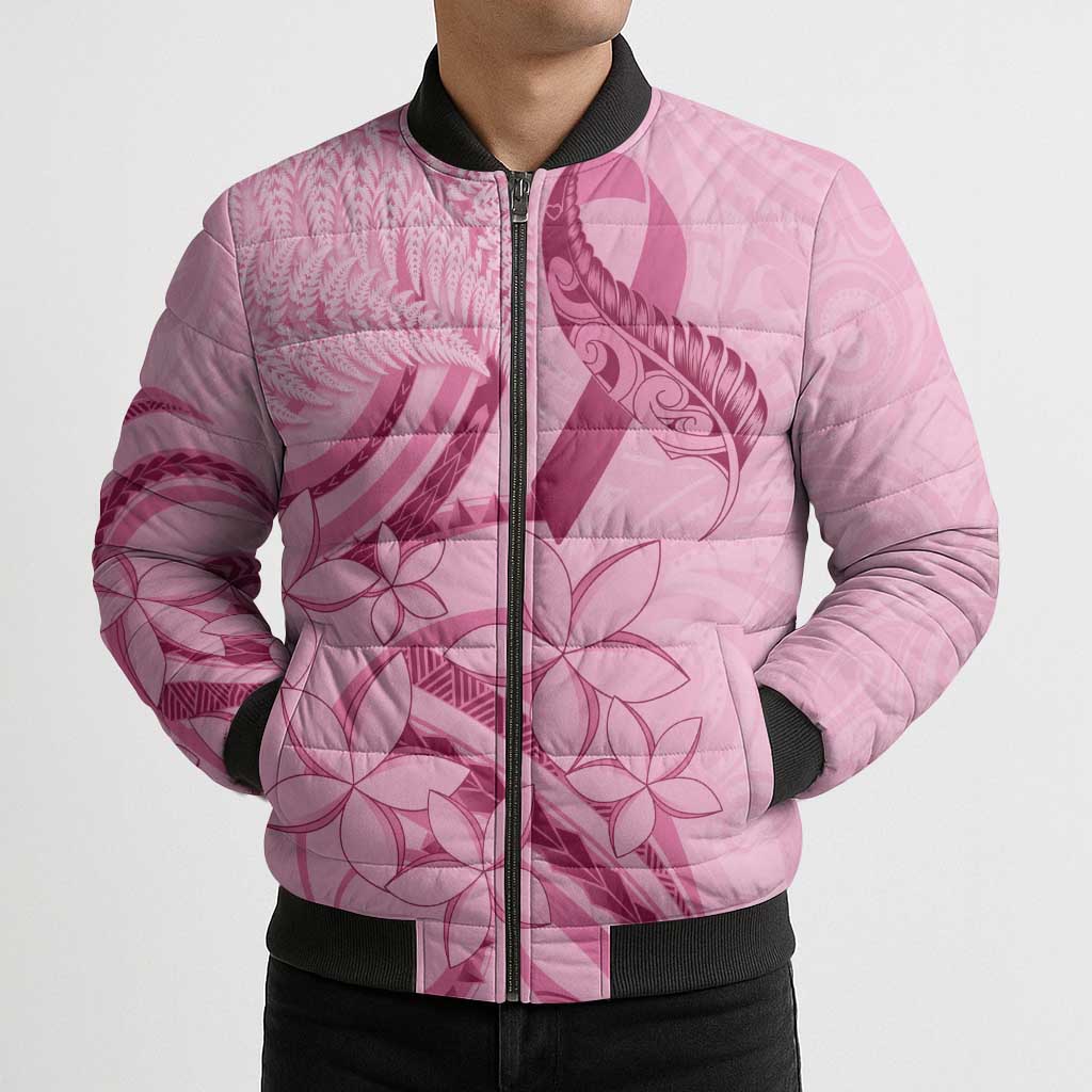 Aotearoa Maori Bomber Puffer Jacket Pink Fern Ribbons - Aussie Hoodie