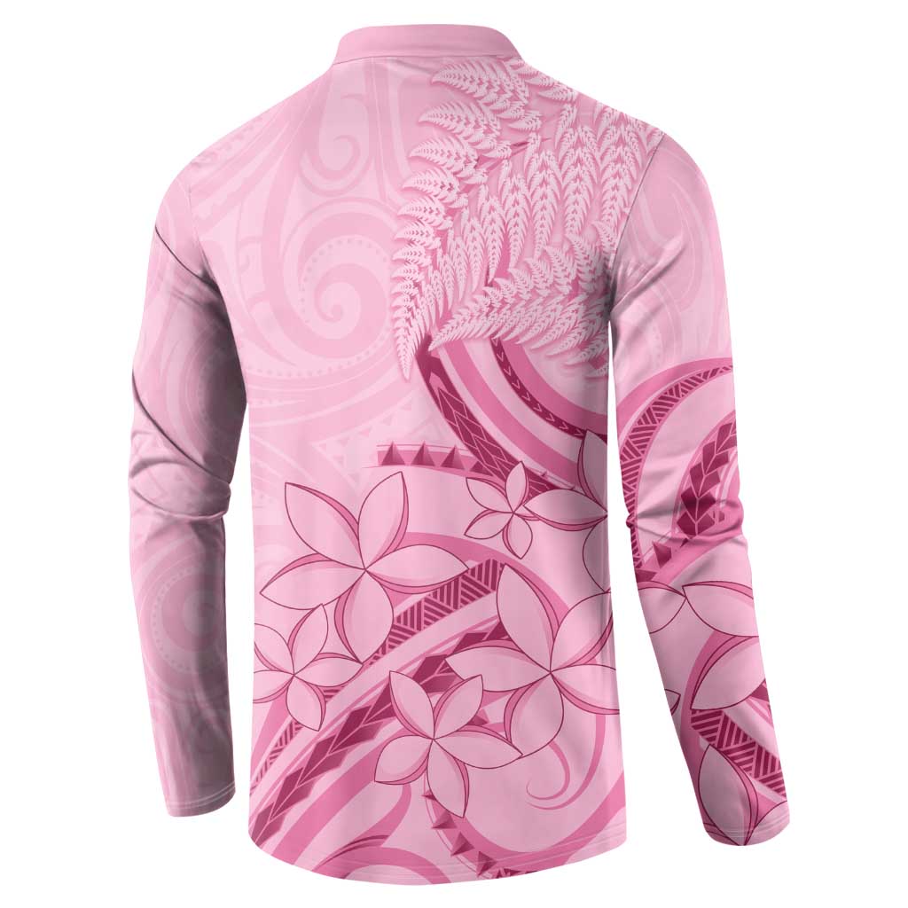 Aotearoa Maori Button Sweatshirt Pink Fern Ribbons - Aussie Hoodie