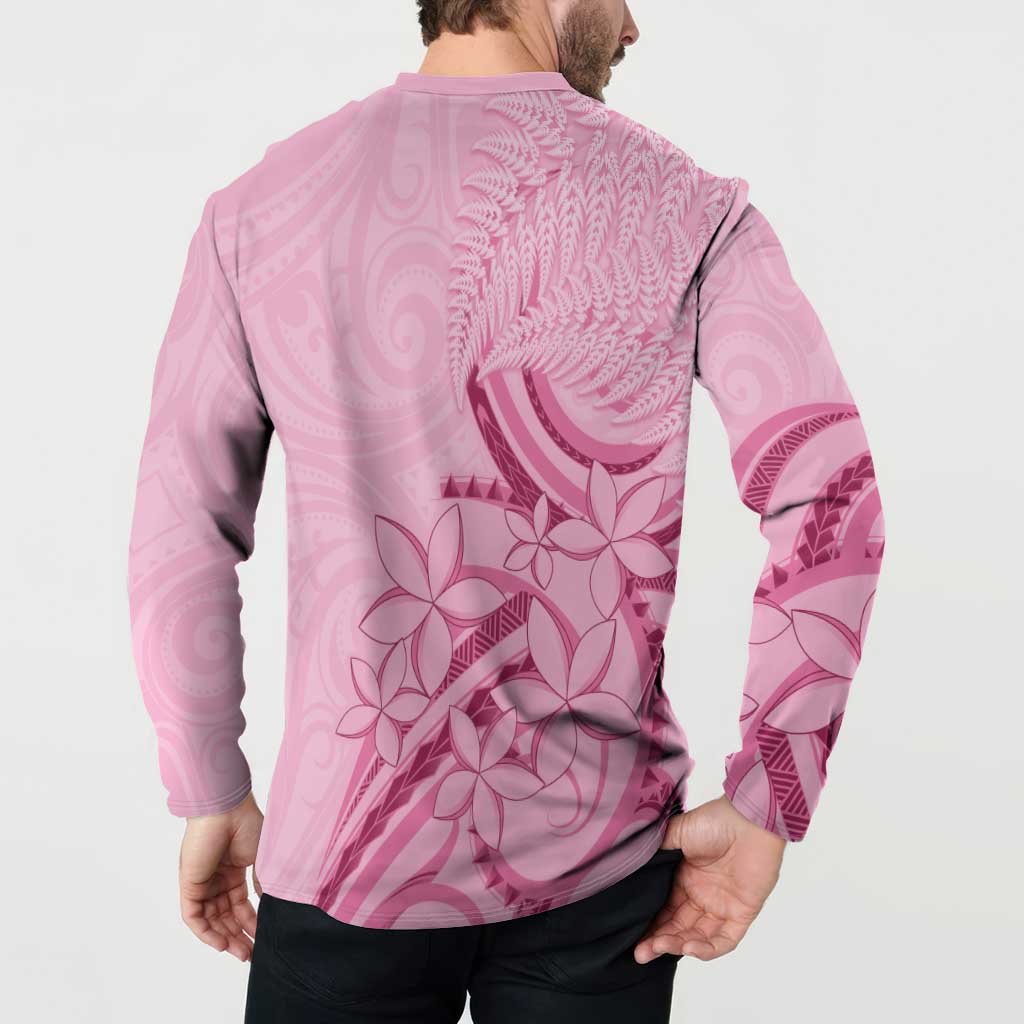 Aotearoa Maori Button Sweatshirt Pink Fern Ribbons - Aussie Hoodie