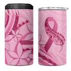 Aotearoa Maori 4 in 1 Can Cooler Tumbler Pink Fern Ribbons - Aussie Hoodie