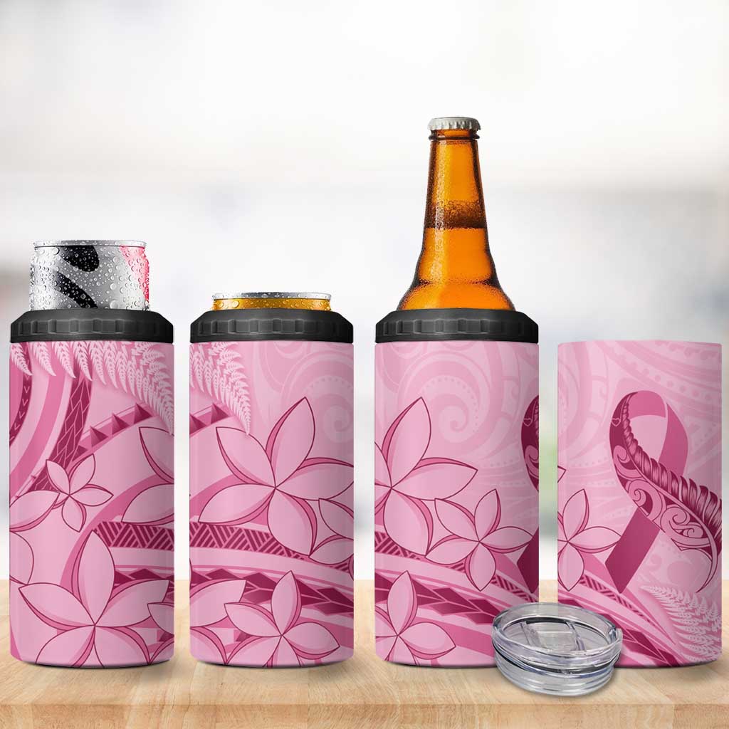 Aotearoa Maori 4 in 1 Can Cooler Tumbler Pink Fern Ribbons - Aussie Hoodie