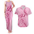 Aotearoa Maori Couples Matching Tank Maxi Dress and Hawaiian Shirt Pink Fern Ribbons - Aussie Hoodie