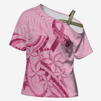 Aotearoa Maori Cross Shoulder Shirt Pink Fern Ribbons - Aussie Hoodie