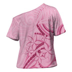 Aotearoa Maori Cross Shoulder Shirt Pink Fern Ribbons - Aussie Hoodie