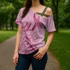 Aotearoa Maori Cross Shoulder Shirt Pink Fern Ribbons - Aussie Hoodie