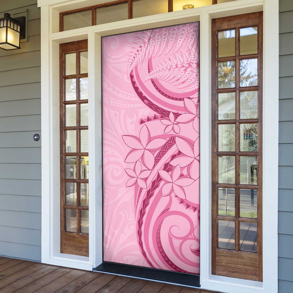 Aotearoa Maori Door Cover Pink Fern Ribbons - Aussie Hoodie