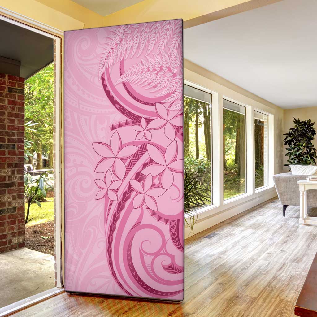 Aotearoa Maori Door Cover Pink Fern Ribbons - Aussie Hoodie