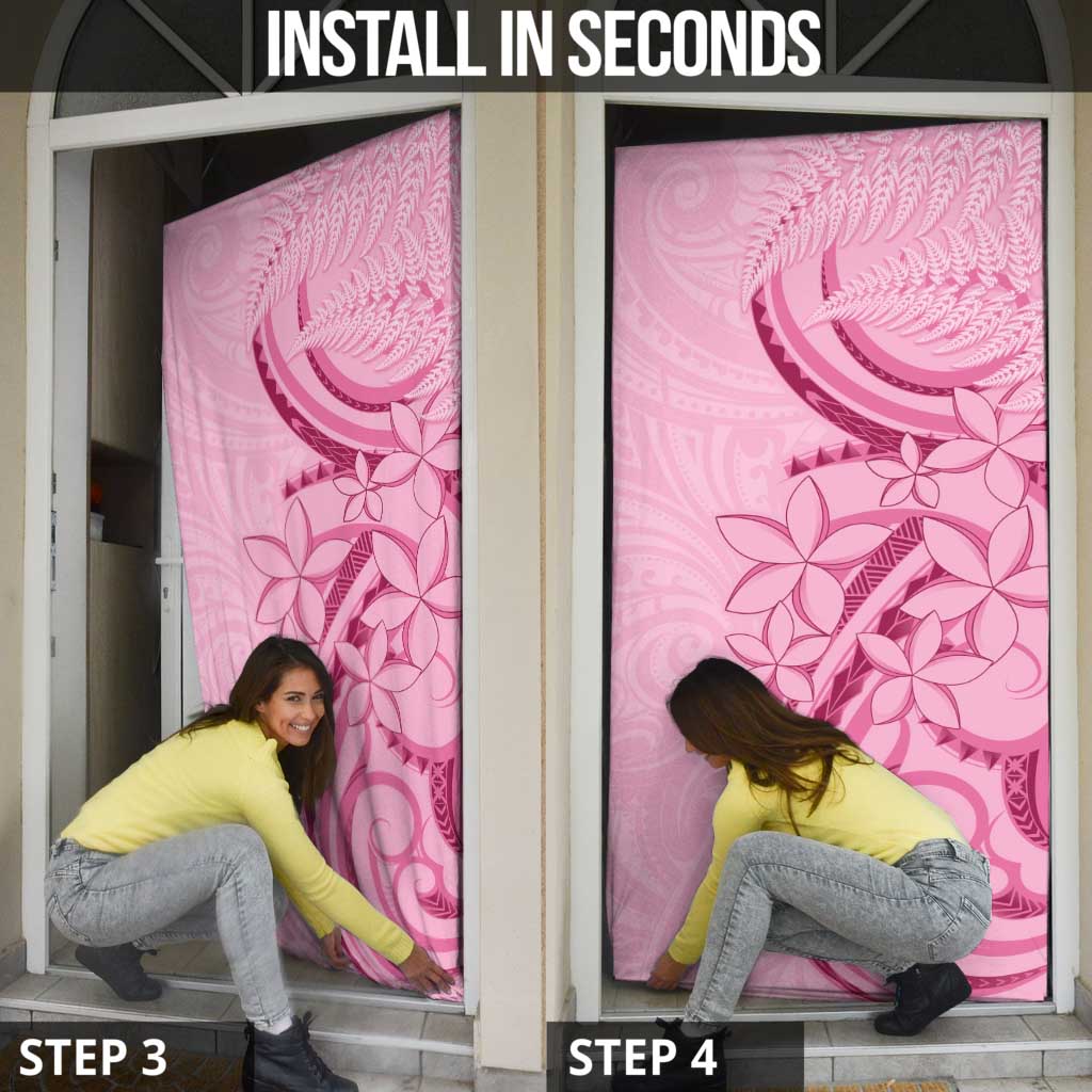 Aotearoa Maori Door Cover Pink Fern Ribbons - Aussie Hoodie