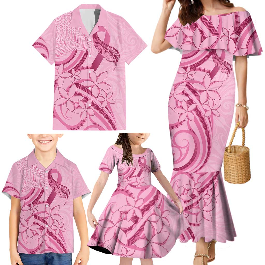 Aotearoa Maori Family Matching Mermaid Dress and Hawaiian Shirt Pink Fern Ribbons - Aussie Hoodie