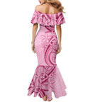 Aotearoa Maori Family Matching Mermaid Dress and Hawaiian Shirt Pink Fern Ribbons - Aussie Hoodie