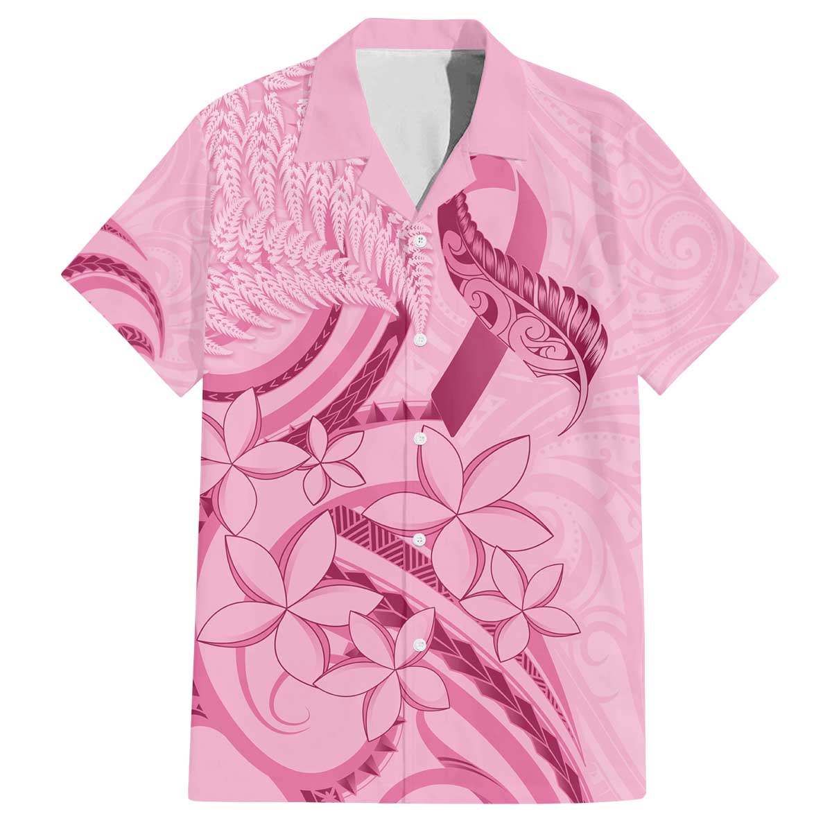 Aotearoa Maori Family Matching Off The Shoulder Long Sleeve Dress and Hawaiian Shirt Pink Fern Ribbons - Aussie Hoodie