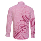 Aotearoa Maori Family Matching Off The Shoulder Long Sleeve Dress and Hawaiian Shirt Pink Fern Ribbons - Aussie Hoodie