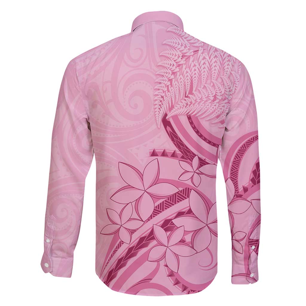 Aotearoa Maori Family Matching Off Shoulder Maxi Dress and Hawaiian Shirt Pink Fern Ribbons - Aussie Hoodie