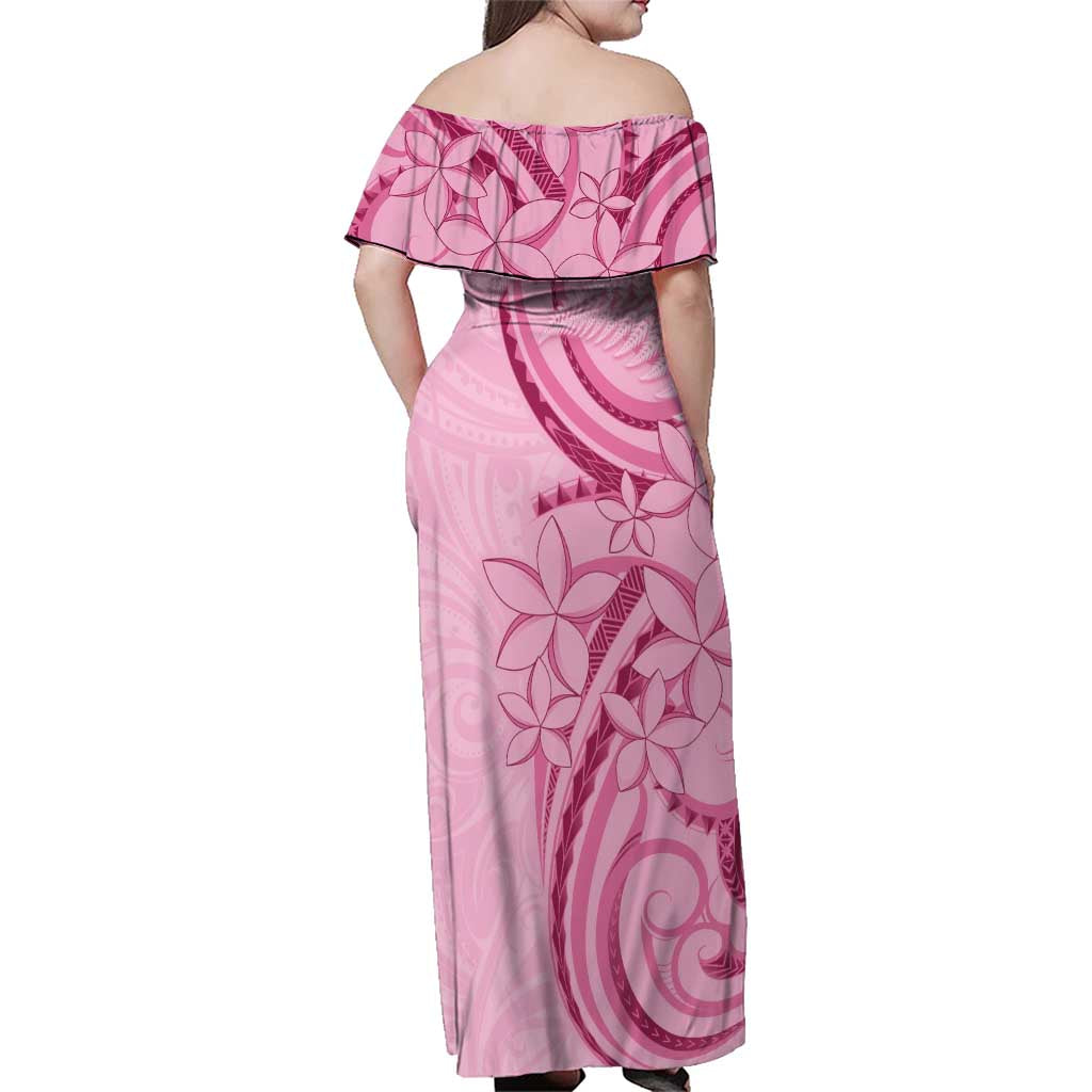 Aotearoa Maori Family Matching Off Shoulder Maxi Dress and Hawaiian Shirt Pink Fern Ribbons - Aussie Hoodie