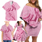 Aotearoa Maori Family Matching Off Shoulder Short Dress and Hawaiian Shirt Pink Fern Ribbons - Aussie Hoodie