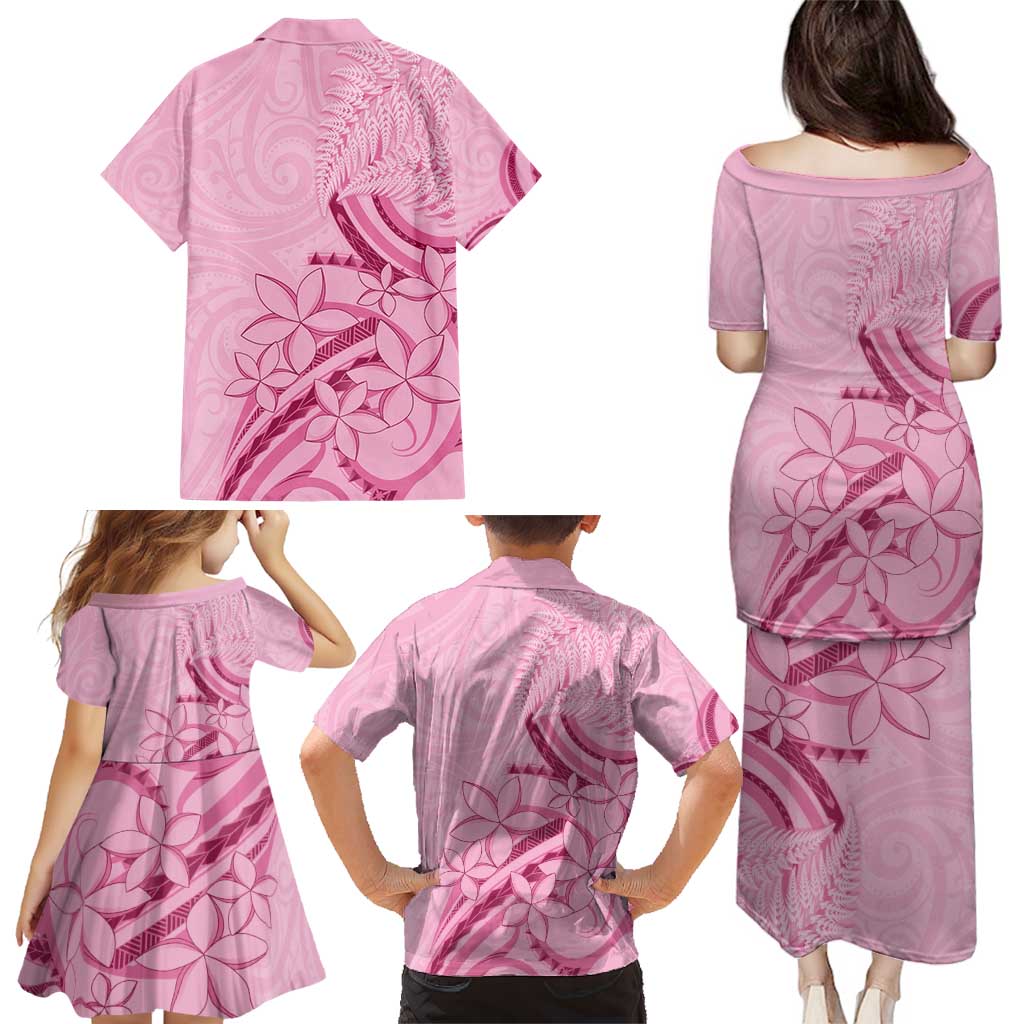 Aotearoa Maori Family Matching Puletasi and Hawaiian Shirt Pink Fern Ribbons - Aussie Hoodie