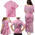 Aotearoa Maori Family Matching Puletasi and Hawaiian Shirt Pink Fern Ribbons - Aussie Hoodie