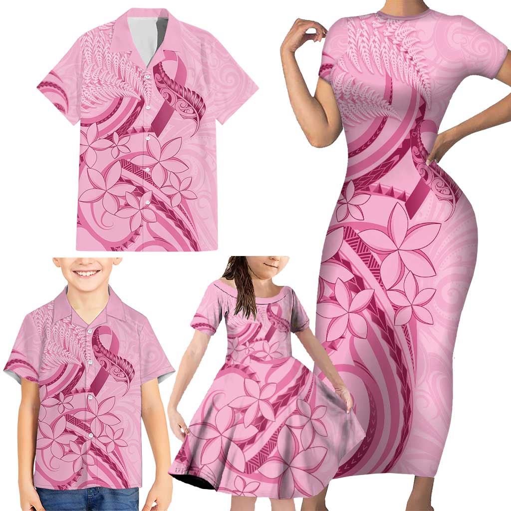 Aotearoa Maori Family Matching Short Sleeve Bodycon Dress and Hawaiian Shirt Pink Fern Ribbons - Aussie Hoodie